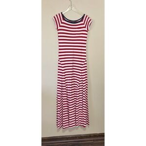 Ralph Lauren Sport Women's Dress S Red White Stripes Pima Cotton Long Maxi
